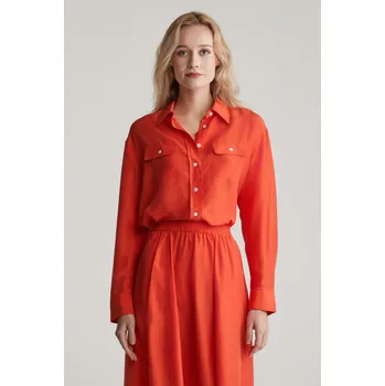 Dámská košile KOŠILE GANT REL HABOTAI SILK SHIRT ORANGE RED
