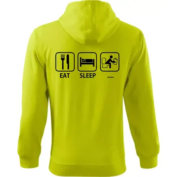 Pánská mikina Eat sleep záchod - Mikina s kapucí na zip trendy zipper - 3XL ( Limetková )