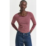 TRIČKO GANT SLIM STRIPED RIBBED LS T-SHIRT PLUM WINE