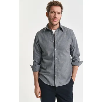Pánská košile KOŠILE GANT REG FLANNEL MELANGE SHIRT DARK GREY MELANGE