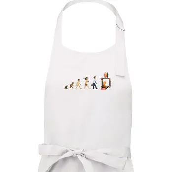 Kuchyňská zástěra Evoluce 3D tisk - Pánská zástěra na vaření - Univerzální velikost ( Bílá )