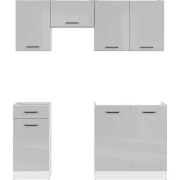 Kuchyňská linka Kuchyňská linka 170 Junona bez pracovní desky - Black Red White - BRW Bílá alpská / světle šedý lesk 170x cm