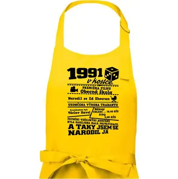Kuchyňská zástěra 1991 v kostce - Pánská zástěra na vaření - Univerzální velikost ( Žlutá )