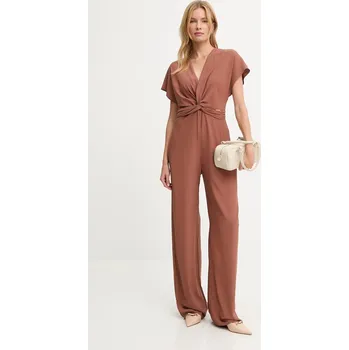 Dámský overall Overal Answear.LAB hnědá barva, s výstřihem do v EX.72459-25Y.TOS 88X, vel. L