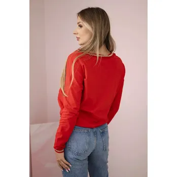 Dámská mikina Dámská mikina s flitrovým nápisem červený UNI