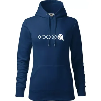 Dámská mikina Evoluce pedály - Mikina dámská Cape s kapucí - M ( Půlnoční modrá )