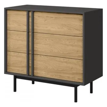 Nábytek Komoda Wektus 3S WK08, Barva: antracit / dub olejovaný MIRJAN 5903211425035