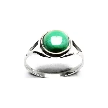 Prsten Zlatý prsten, bílé i žluté zlato, přírodní malachit - T 1503 (malachit 8 mm)