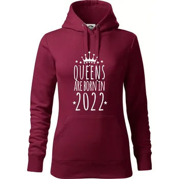 Dámská mikina Queens are born in 2022 - Mikina dámská Cape s kapucí - M ( Garnet )