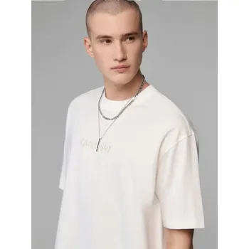 Pánská móda Tričko s ozdobnou výšivkou - XXL - House - krémový - 999GU-01X