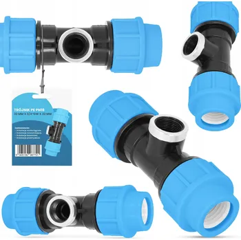 Vodovodní potrubí T-rozdělovač PN16 Šroubovací PE Spojka Trubky 32x3/4x32 VNITŘNÍ ZÁVIT
