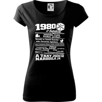 Dámské tričko 1980 v kostce - Dámské triko Pure - S ( Černá )