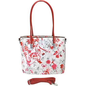 Kabelka Středně velká červeno-bílá kabelka s květinami Adria