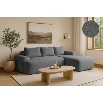 Sedací souprava Rohová rozkládací sedačka FLAVIO - grafitová - bouclé - NOW OR NEVER 92