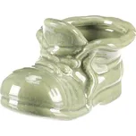 Obal na květináč keramická bota 22 x 12 x 12 cm zelená