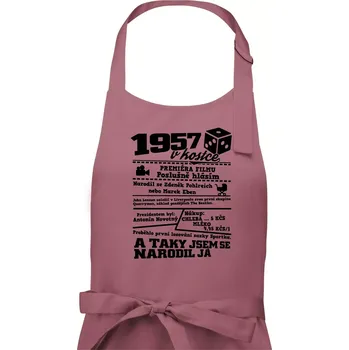 Kuchyňská zástěra 1957 v kostce - Pánská zástěra na vaření - Univerzální velikost ( Starorůžová )