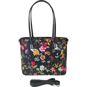 Kabelka Středně velká černá kabelka s květinami Adria