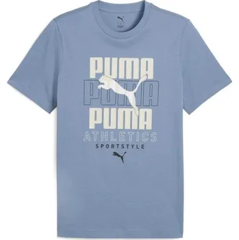 Pánské oblečení Pánské triko Puma GRAPHIC STACKED TEE XL Modrá, Bílá