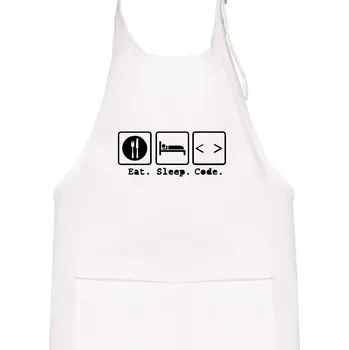 Kuchyňská zástěra Eat sleep Code - Dětská zástěra na vaření - Univerzální velikost ( Bílá )