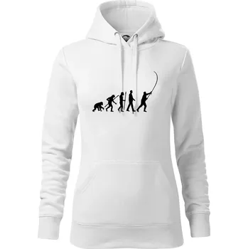 Dámská mikina Evoluce rybaření - Mikina dámská Cape s kapucí - S ( Bílá )