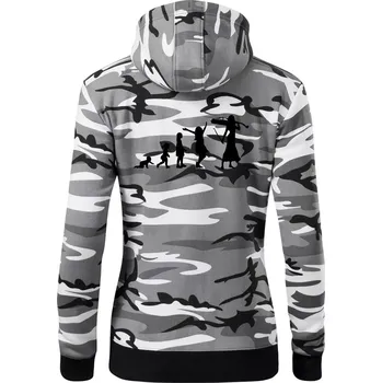 Dámská mikina Evoluce cellistka - Dámská mikina trendy zipper s kapucí - S ( Šedý maskáč )