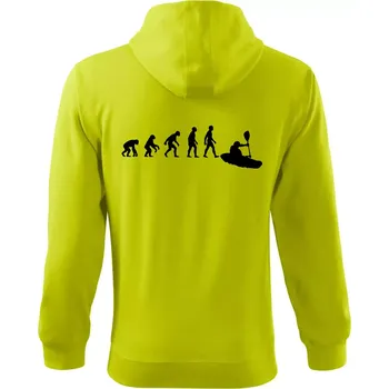 Pánská mikina Evoluce kajak - Mikina s kapucí na zip trendy zipper - 2XL ( Limetková )
