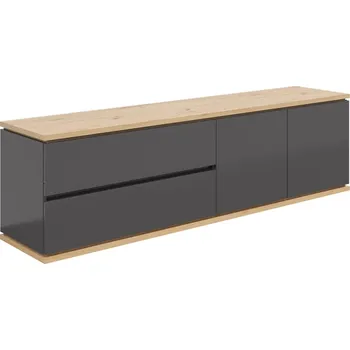 Televizní stolek TV stolek Yamael - Black Red White - BRW Grafit / Dub Artisan 184x54 cm