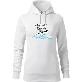 Dámská mikina Udělala jsem se - Mikina dámská Cape s kapucí - M ( Bílá )