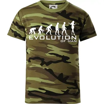 Evoluce muže - Dětské maskáčové triko - 134 cm/8 let ( Zelený maskáč )