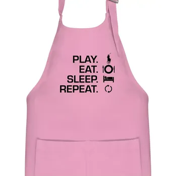 Kuchyňská zástěra Play Eat Sleep Repeat polo - Dětská zástěra na vaření - Univerzální velikost ( Růžová )