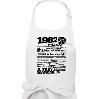 Kuchyňská zástěra 1982 v kostce - Pánská zástěra na vaření - Univerzální velikost ( Bílá )