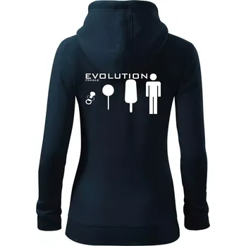 Dámská mikina Evoluce ženy - Dámská mikina trendy zipper s kapucí - XL ( Námořní modrá (velmi tmavá - téměř černá) )