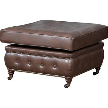 Taburet Podnožka Chesterfield Oxford 75x70 - Meble Ropez margarita 20, cvoky v barvě starého zlata, kolečka 75x48 cm