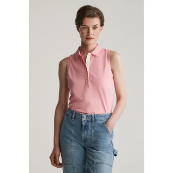 Dámská košile POLOKOŠILE GANT CONTRAST COLLAR SLEEVELESS PIQUE GERANIUM PINK
