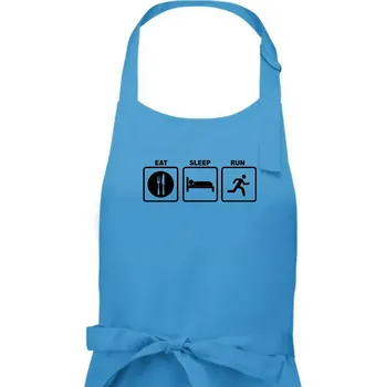 Kuchyňská zástěra Eat sleep run čtverce - Pánská zástěra na vaření - Univerzální velikost ( Světlý tyrkys )