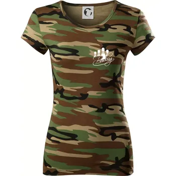 Dámské tričko Bowling kuželky - Dámské maskáčové triko - 2XL ( Hnědý maskáč )