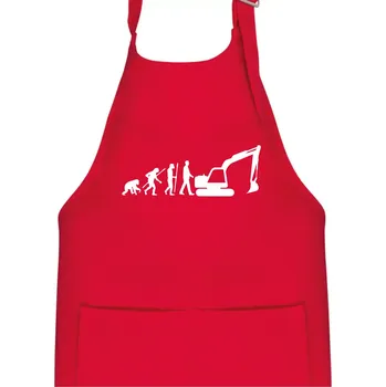Kuchyňská zástěra Evoluce bagr velký - Dětská zástěra na vaření - Univerzální velikost ( Červená )