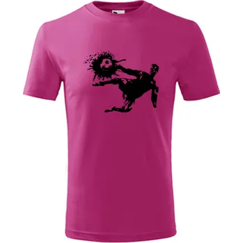 Purpurové dětské tričko s fotbalistou 1 - dárek pro kluka fotbalistu - barva purpurová - velikost 12let