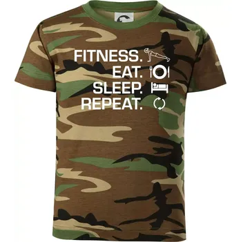 Chlapecké oblečení Fitness Eat Sleep Repeat - Dětské maskáčové triko - 122 cm/6 let ( Hnědý maskáč )