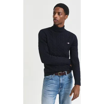 Pánský svetr ROLÁK GANT COTTON CABLE TURTLE NECK EVENING BLUE