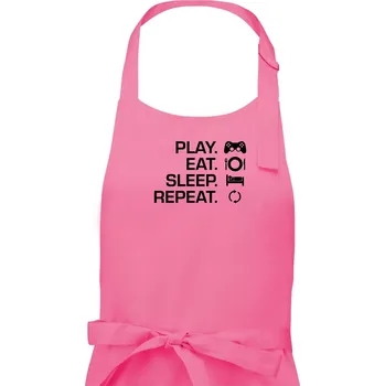 Kuchyňská zástěra Play Eat Sleep Repeat game - Dámská zástěra na vaření - Univerzální velikost ( Růžová )