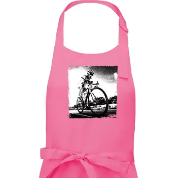 Kuchyňská zástěra Cyklista černobílá cesta - Dámská zástěra na vaření - Univerzální velikost ( Růžová )
