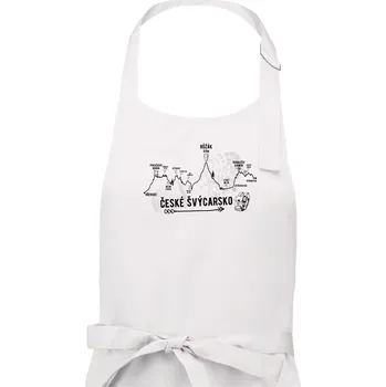 Kuchyňská zástěra Profil České Švýcarsko - Pánská zástěra na vaření - Univerzální velikost ( Bílá )