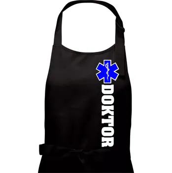Kuchyňská zástěra Hvězda života - doktor - Pánská zástěra na vaření - Univerzální velikost ( Černá )