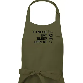 Kuchyňská zástěra Fitness Eat Sleep Repeat - Dámská zástěra na vaření - Univerzální velikost ( Khaki )