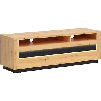 Televizní stolek TV Stolek Ostia - Black Red White - BRW Dub Artisan / Dub Černý 161x53.5 cm