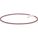 ANNA PERLY Minimalistický náhrdelník z kuliček granátu s variabilním zapínáním z růžově pozlaceného stříbra