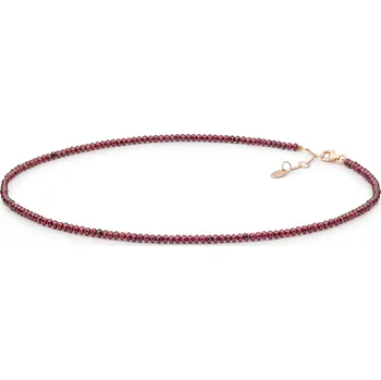 Náhrdelník ANNA PERLY Minimalistický náhrdelník z kuliček granátu s variabilním zapínáním z růžově pozlaceného stříbra