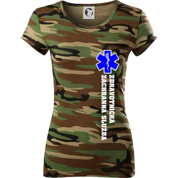 Dámské tričko Hvězda života - zdravotnická záchranná služba - Dámské maskáčové triko - XL ( Hnědý maskáč )
