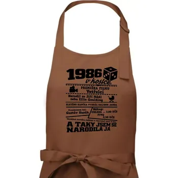 Kuchyňská zástěra 1986 v kostce - Dámská zástěra na vaření - Univerzální velikost ( Kakaová )